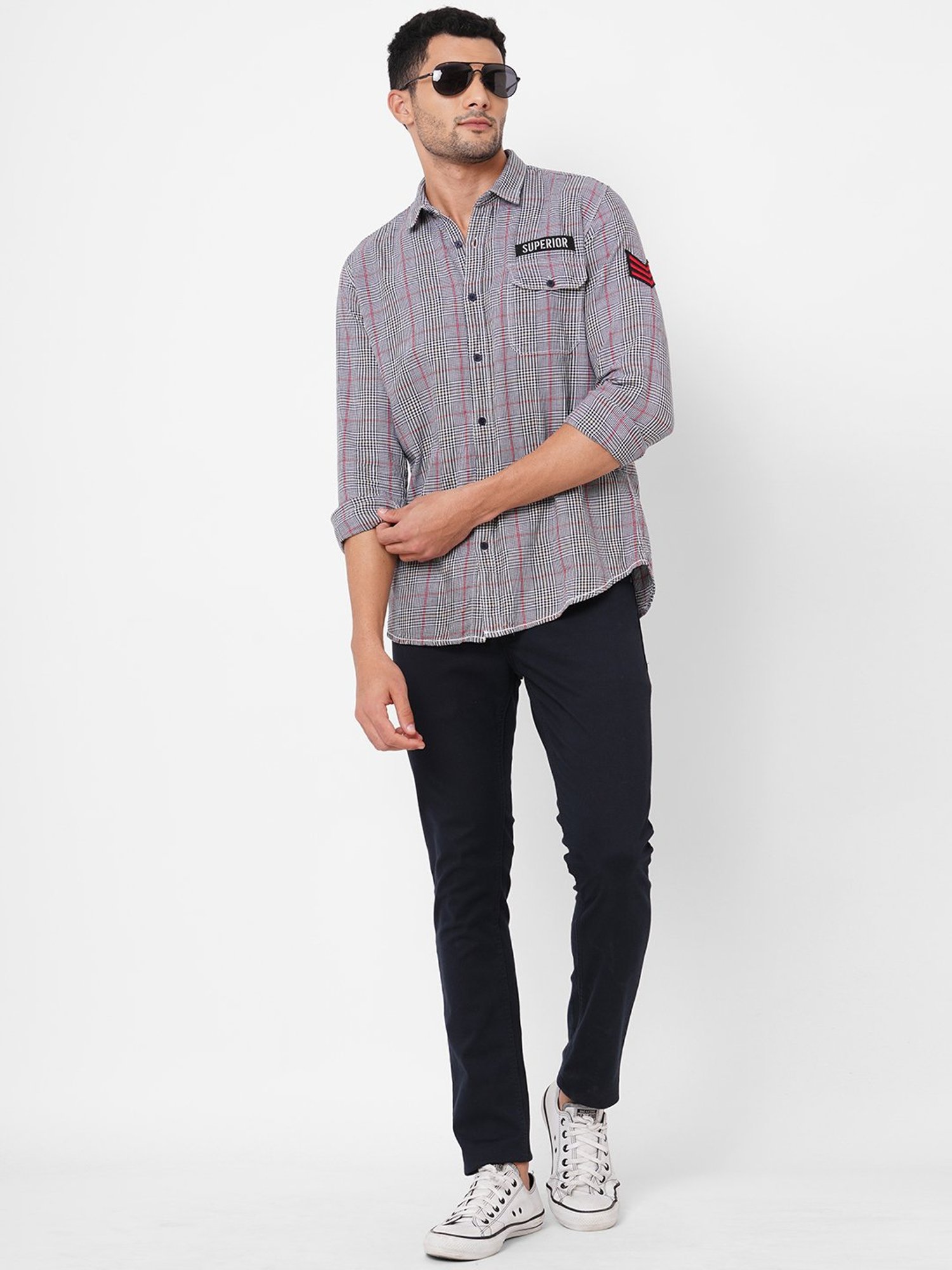 SOLEMIO Multicolor Slim Fit Check Shirt
