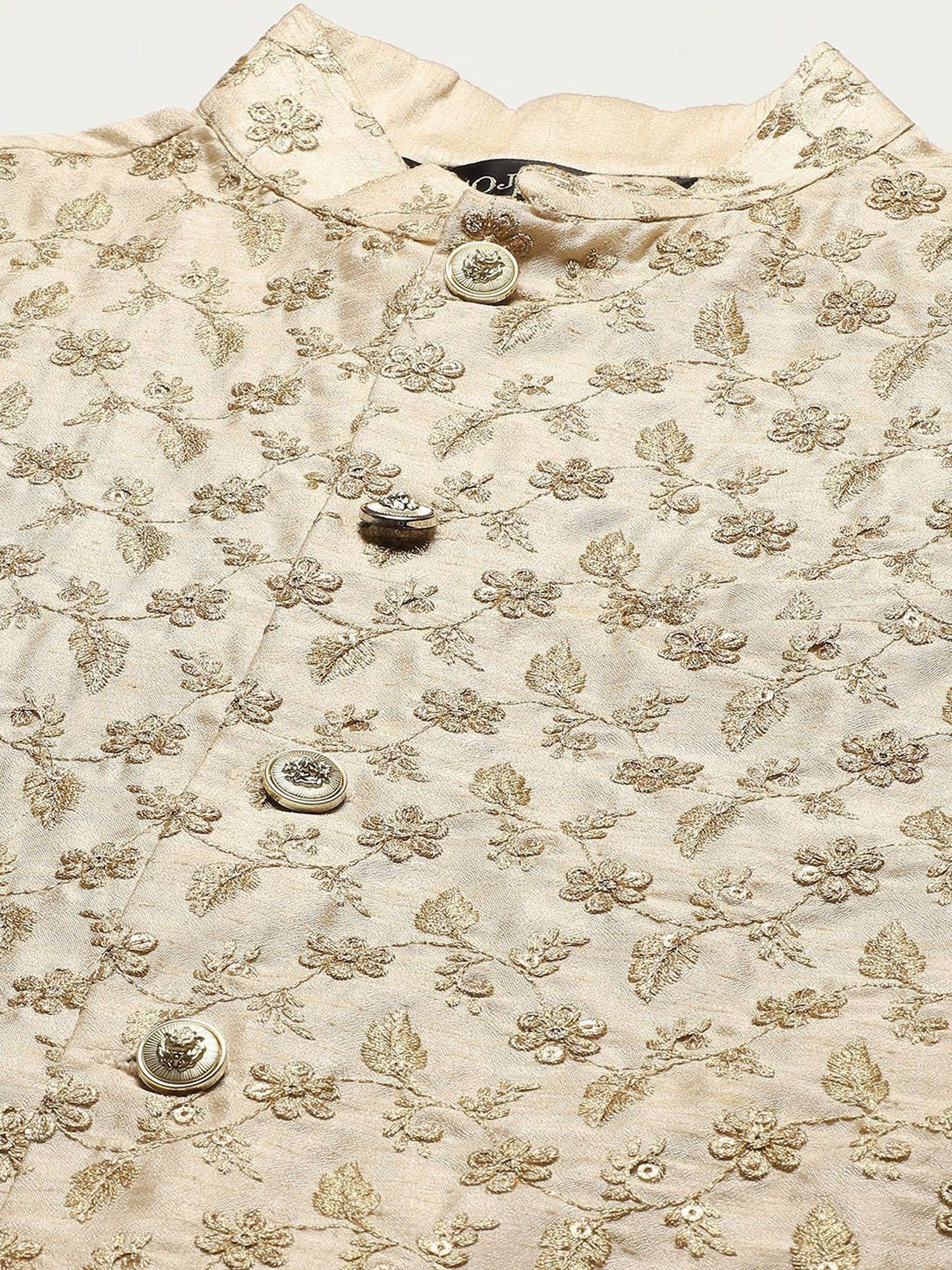 Sojanya Black & Beige Regular Fit Embroidered Kurta Set With Jacket