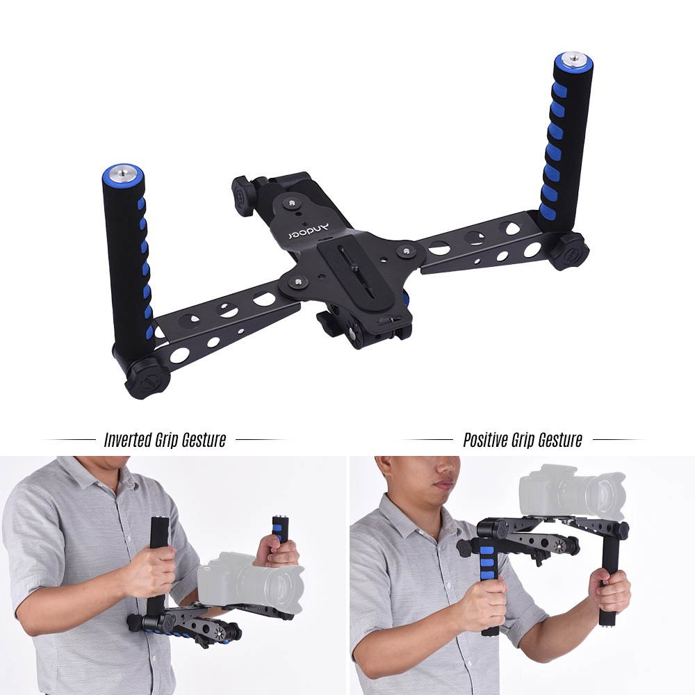 Andoer Foldable Aluminium Alloy Movie Filming Video DSLR Handheld Grip Shoulder Mount Stabilizer Support Rig Kit for Canon Nikon Sony Panasonic Pentax Camera Camcorder DV