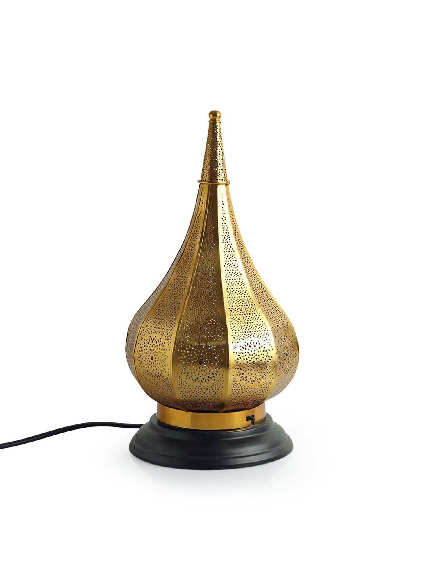 ExclusiveLane Golden Iron 39.62 cm Moroccan Dome' Handcrafted Table Lamp