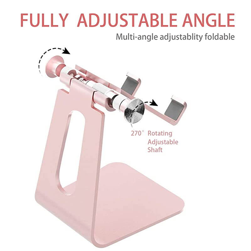 Adjustable Cell Phone Stand  Phone Stand Cradle Dock Holder Aluminum Desktop Stand Compatible With iPhone Xs Max Xr 8 7 6 6s Plus 5s Charging Accessories DeskAll Smart PhoneRose Gold