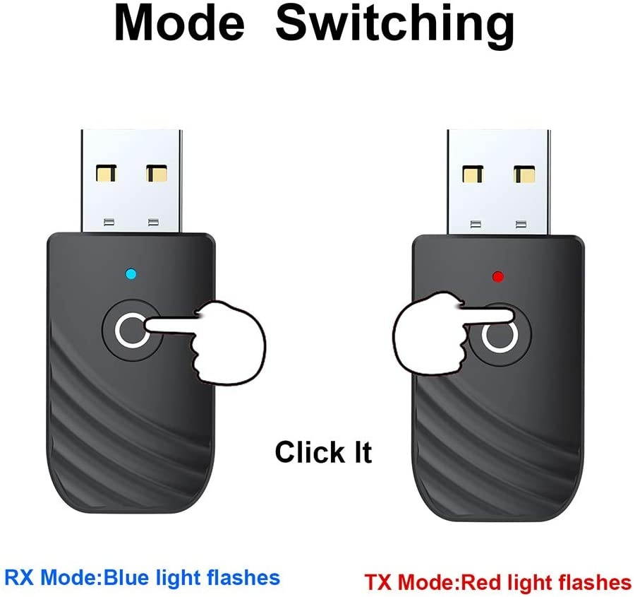 NINEFOX USB Bluetooth 5.0 Adapter Dongle3 in 1 USB Mini Transmitter Wireless Audio Receiver for PC Laptop Computer Desktop TV Car PC Headphones Stereo Music