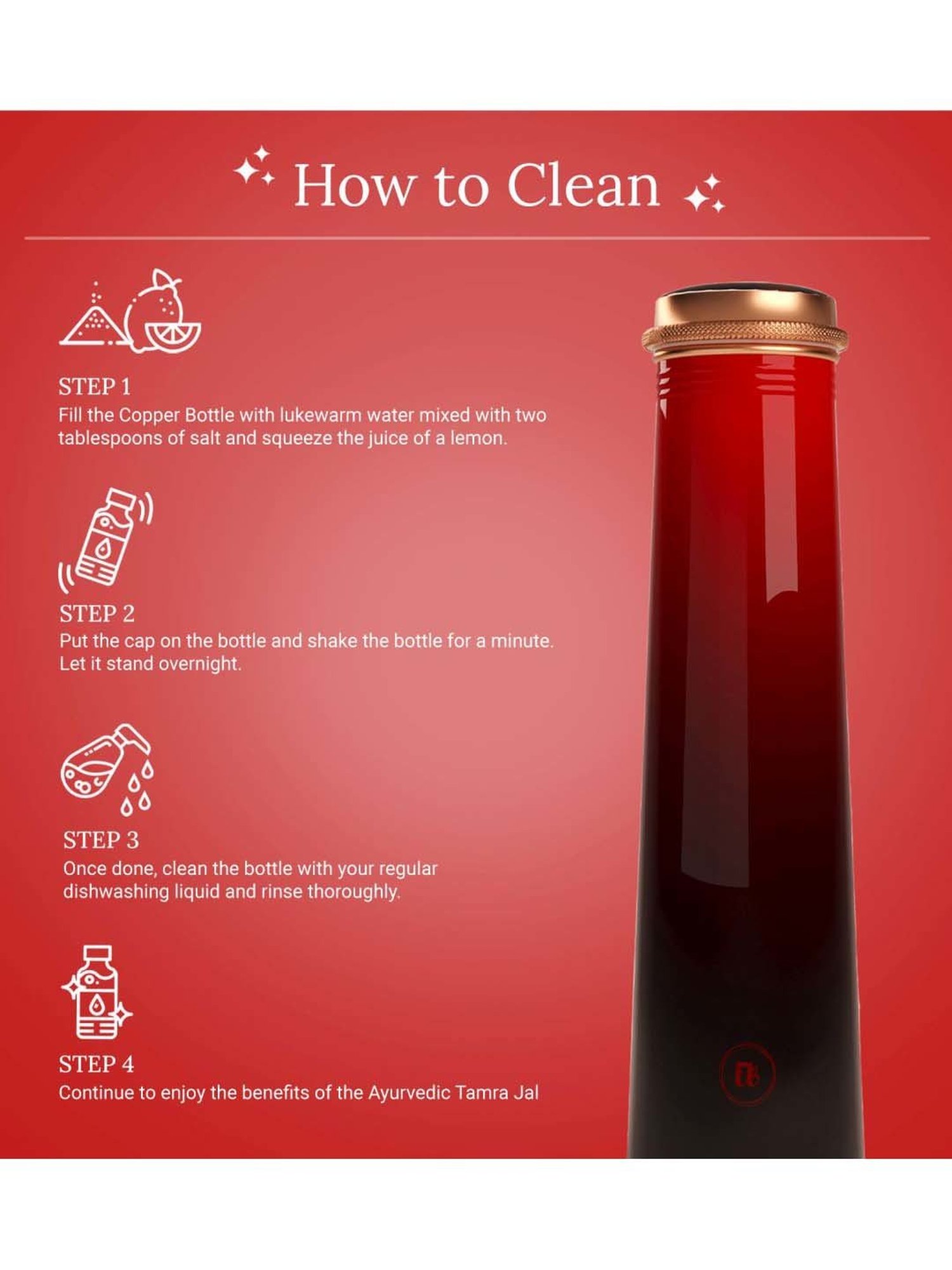 Everything Beautiful Red Copper Water Bottle - Slim (0.75 L)