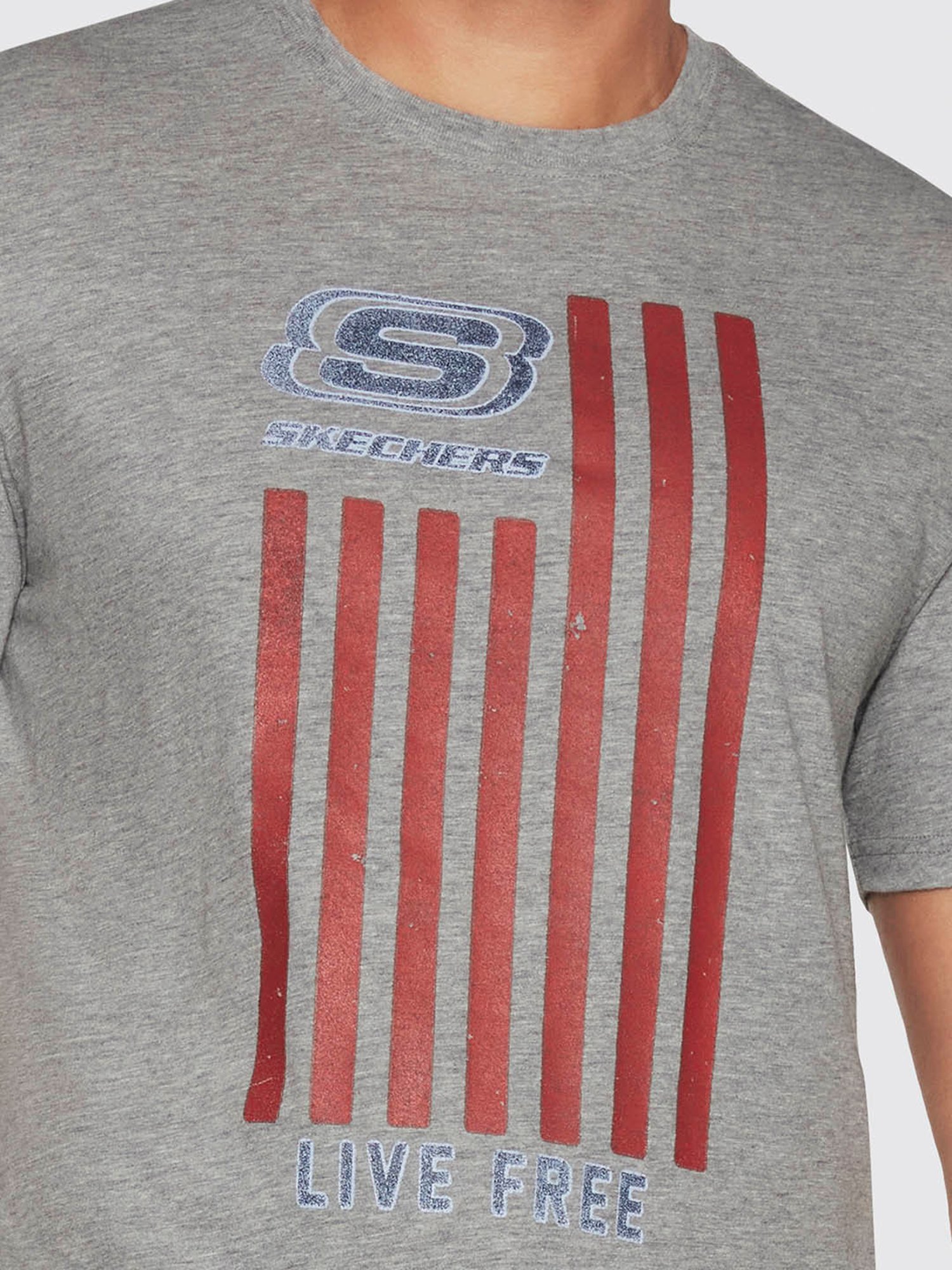 Skechers Grey Relaxed Fit Printed Crew T-Shirt