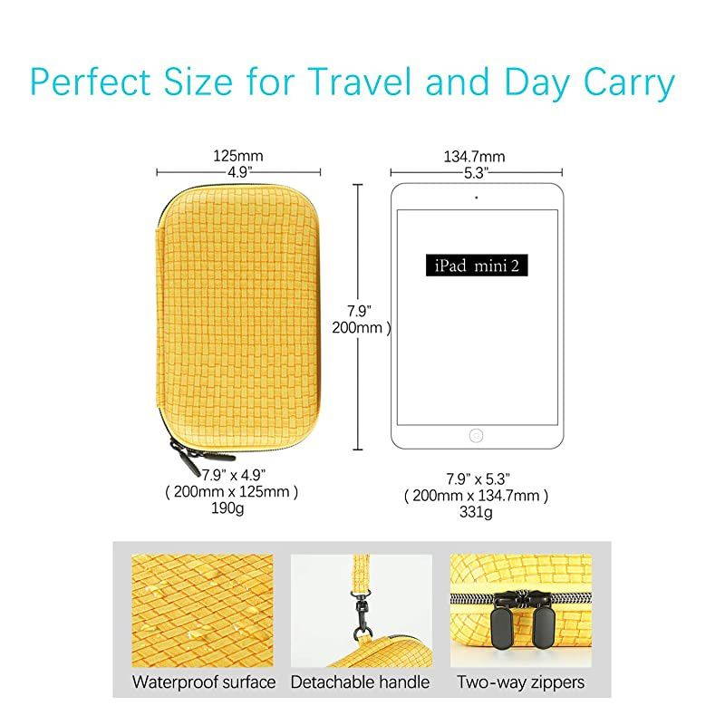 Travel Cord Organizer Portable 79 Inch Hard Shell Cord Case Shockproof Carrying Pouch Storage Bag for Charger Cable Phone TWS Wireless Earbuds Hard Drive External Battery Yellow