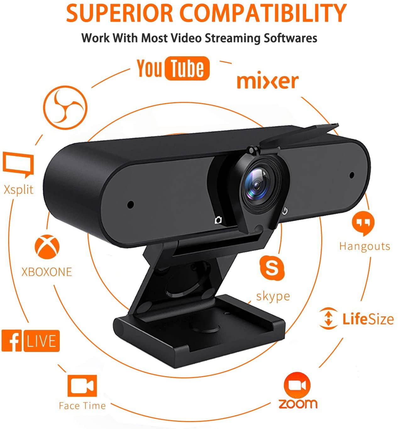 Webcam with Microphone, 1080P HD Desktop Streaming USB Computer Webcam,Plug and Play with Privacy Cover for PC Video Conferencing/Calling/Gaming, Laptop/Desktop Mac, Skype/YouTube/Zoom