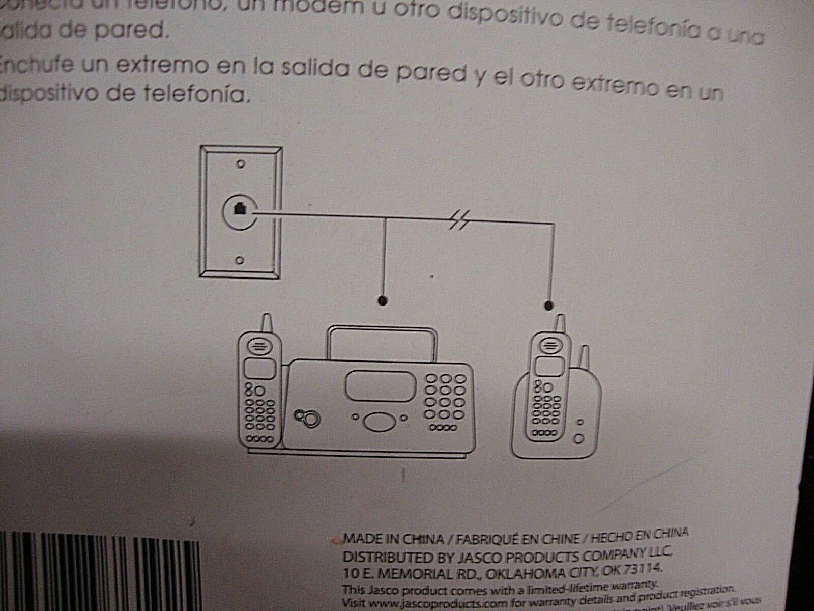 Jasco 15ft Phone Line Cord White 76192 NEW (2 packs)