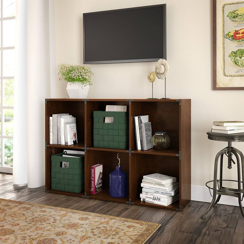 45.12" 6 Cube Kathy Ireland Office Ironworks File Cabinet Bookshelf Coastal Cherry - Bush Furniture