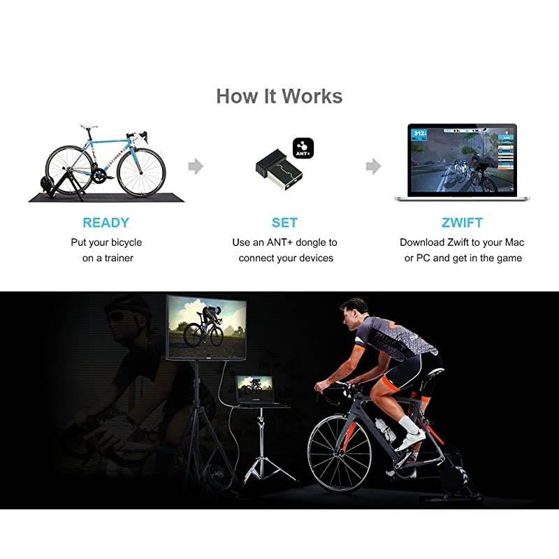 USB ANT Stick Compatible with Zwift TrainerRoad Wahoo Garmin Cycleops Trainer Rouvy TacX Sufferfest PerfPRO