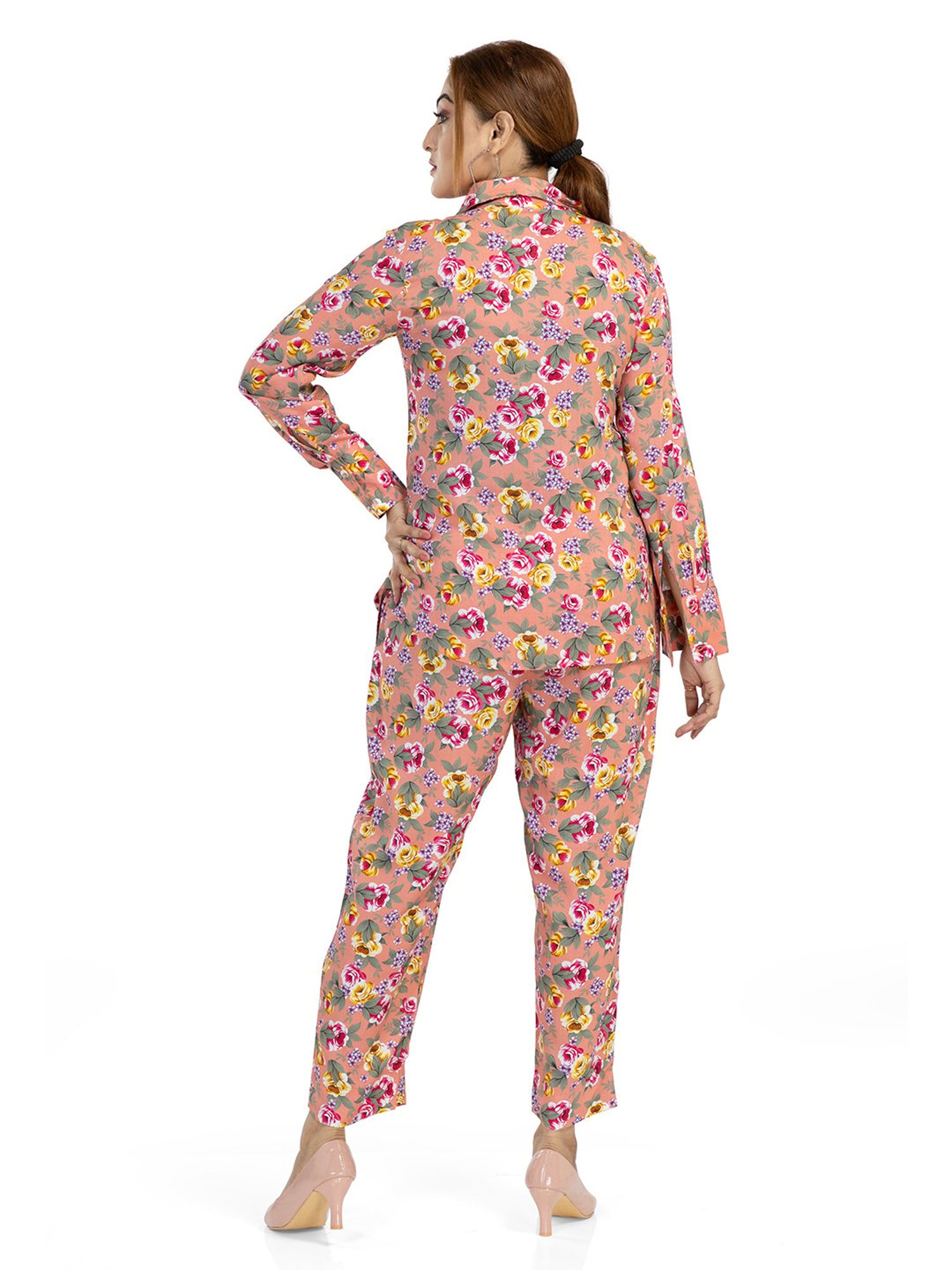 Nino Bambino Peach Printed Shirt With Pants