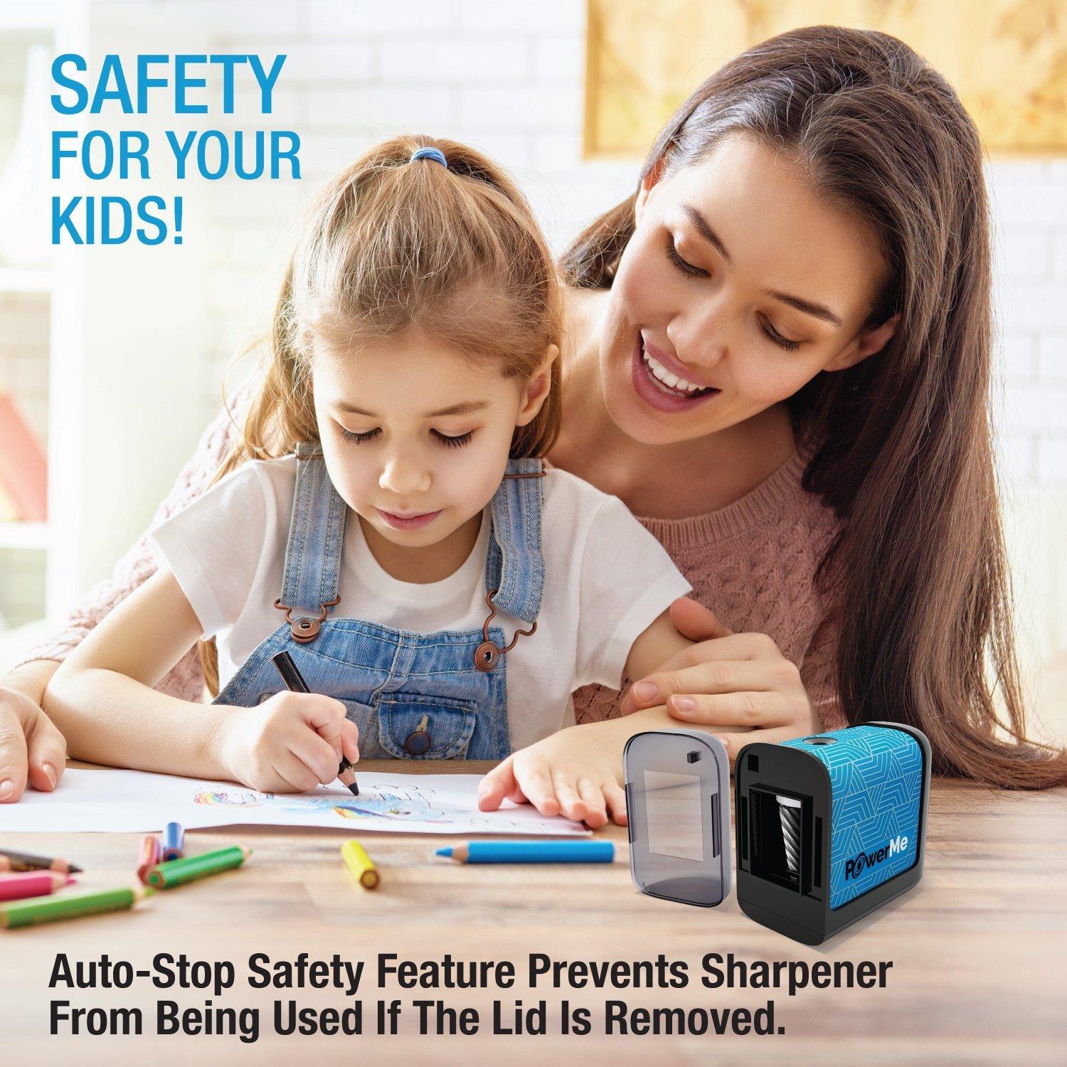 PowerMe Electric Pencil Sharpener - Battery Operated, (No Cord) for Home, Office, School, Artist, Students and more! &ndash; Ultra Portable, ideal for No. 2 And Colored Pencils (Drawing, Coloring)