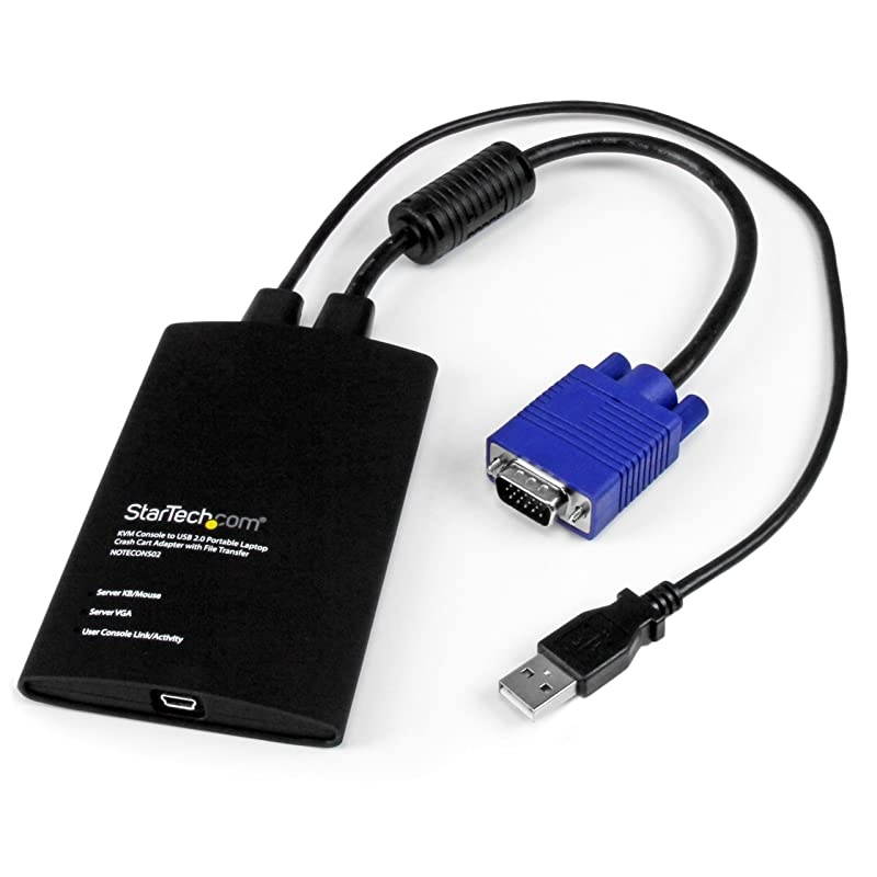 com USB Crash Cart Adapter - File Transfer & Video - Portable Server Room Laptop to KVM Console Crash Cart (NOTECONS02)
