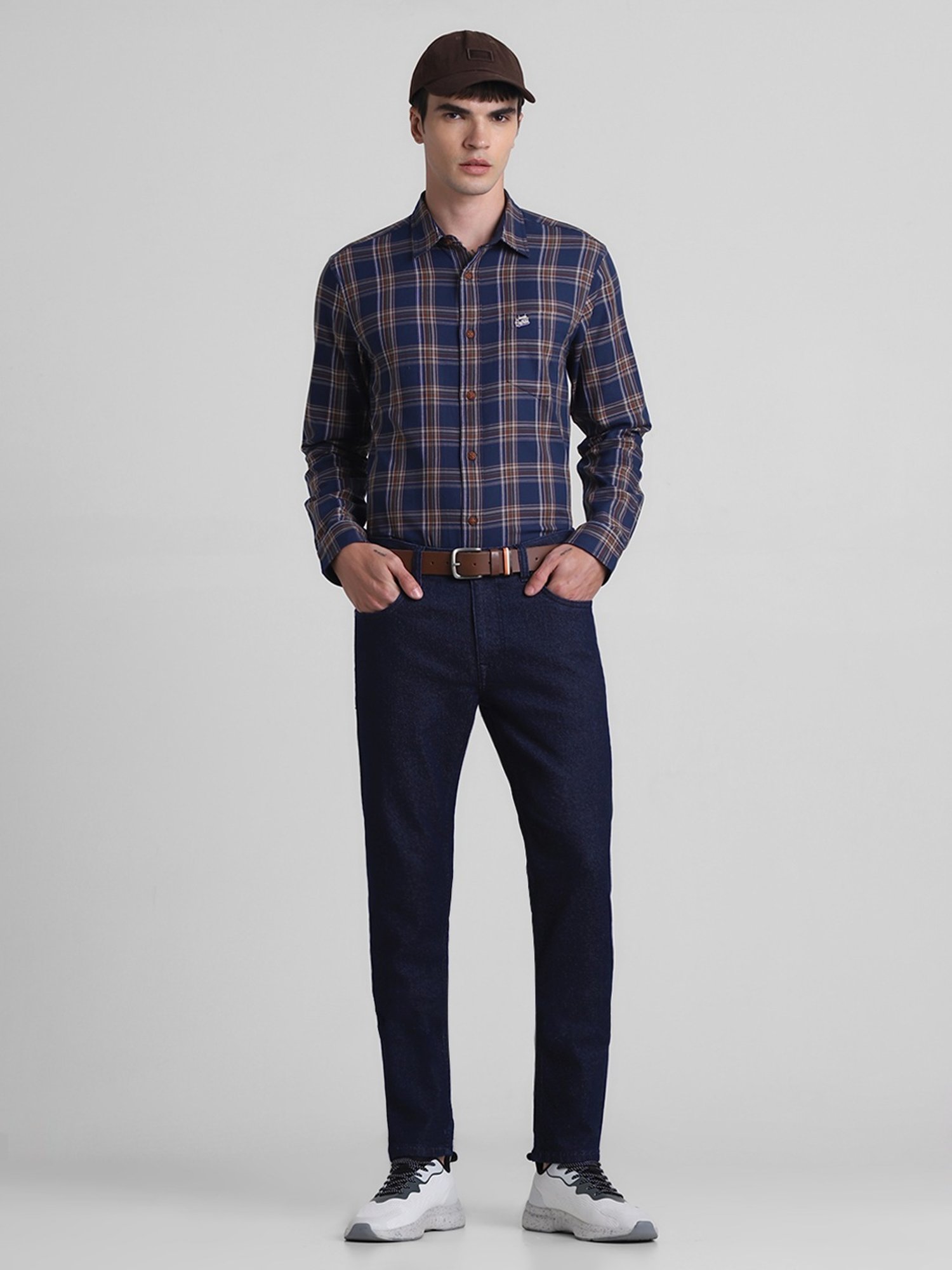 Jack & Jones Dark Blue Denim Cotton Skinny Fit Jeans