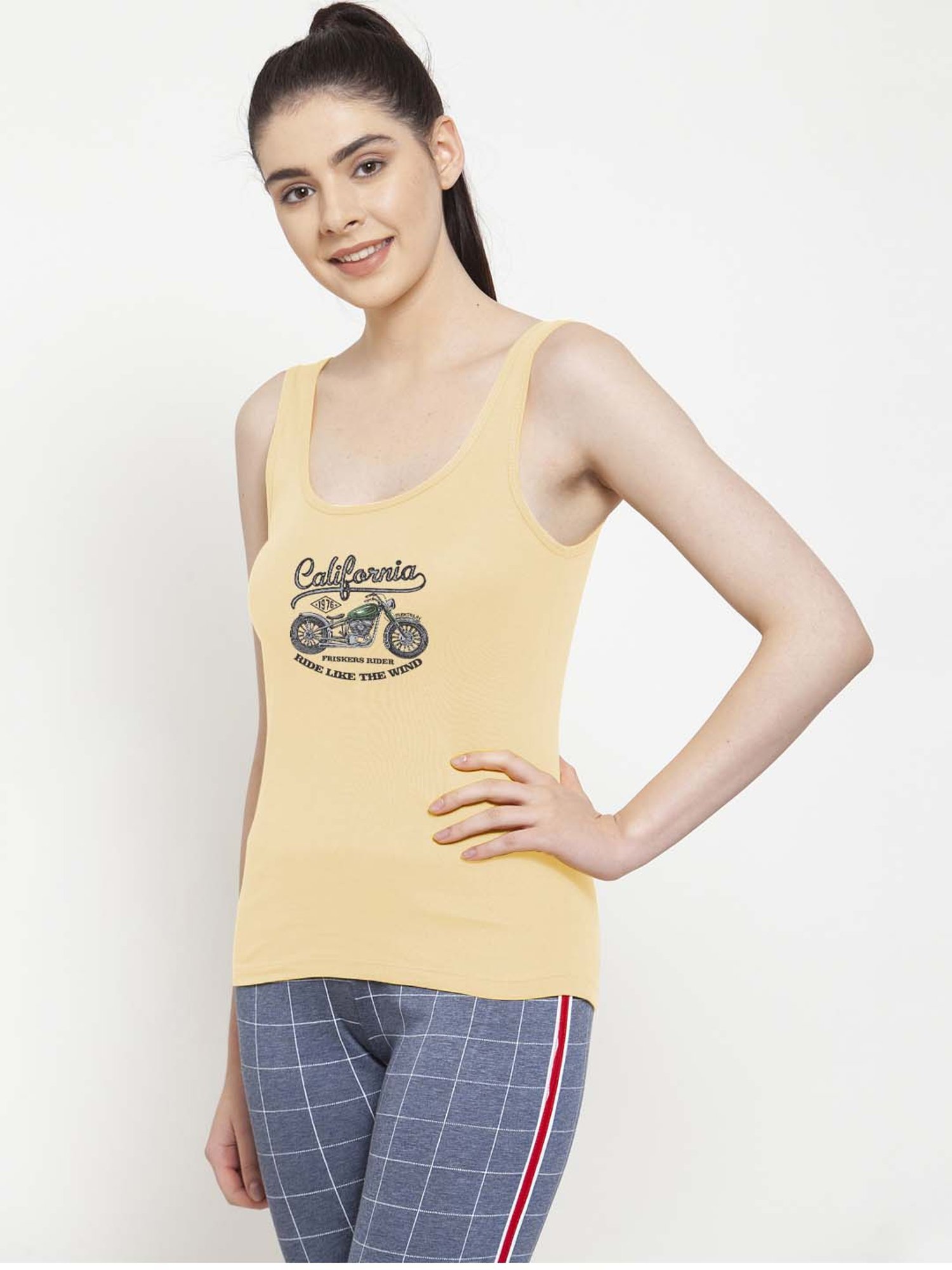 Friskers Beige Graphic Print Camisole