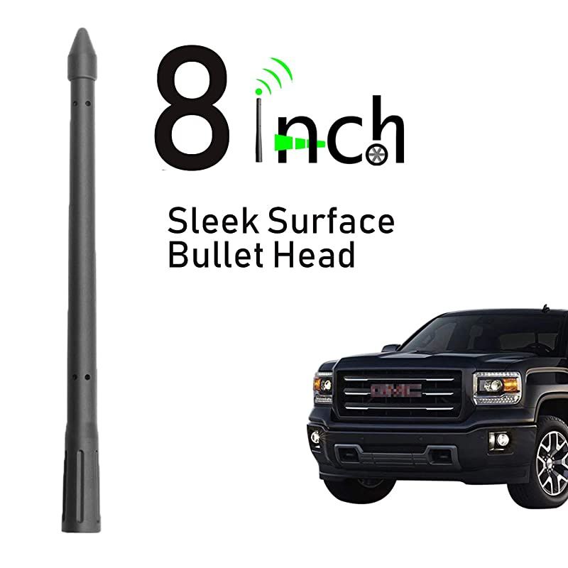 Antenna for GMC Sierra Chevy Silverado 1500 2500 3500 (2007-2021), Rocket Style, 8 inches Rubber Antenna Replacement Mast, Designed for Optimized FM/AM Radio Reception (M7 Thread)