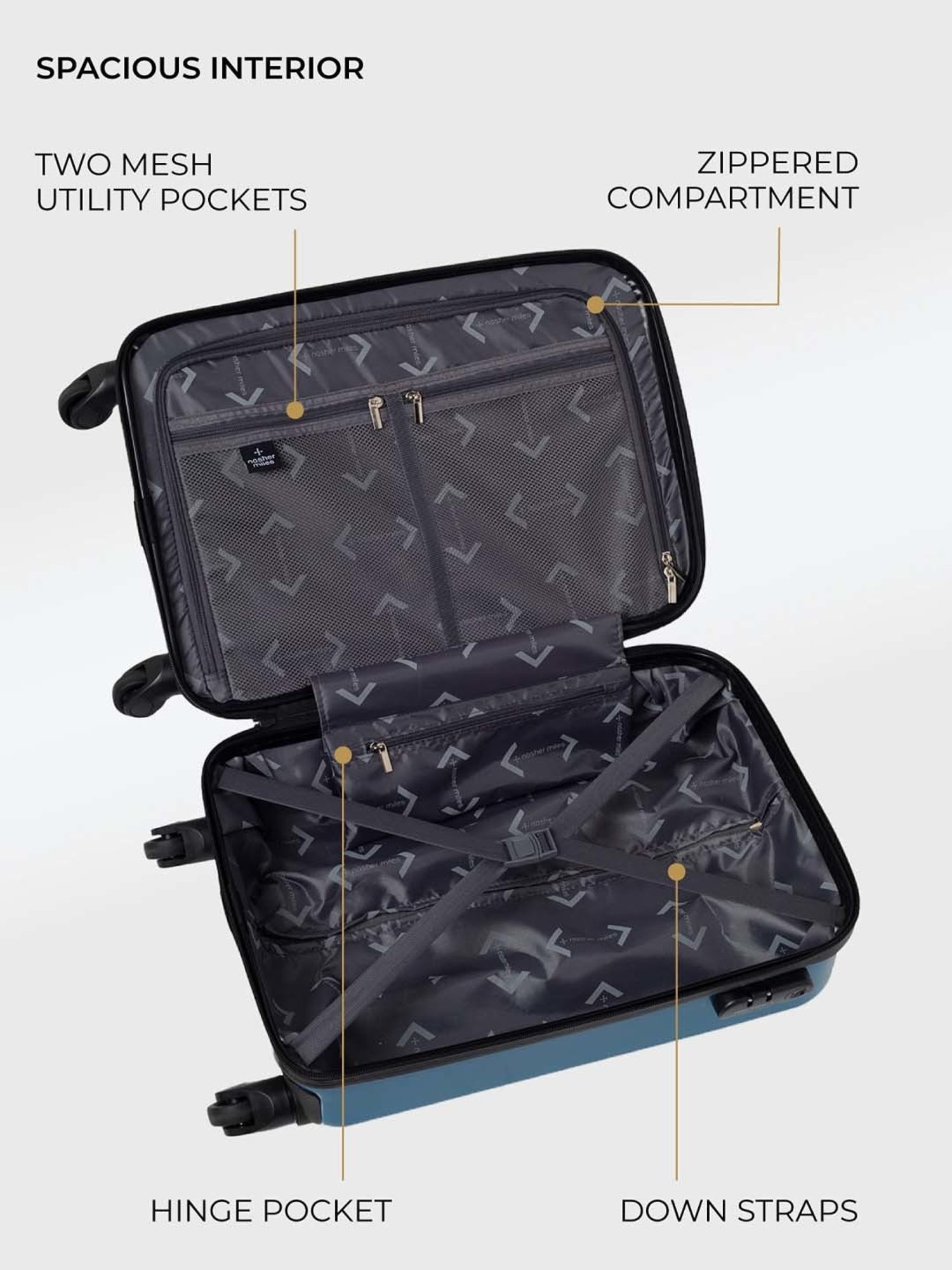 Nasher Miles Monte Carlo Hard-Sided Polycarbonate Check-in  Blue 24 inch |65cm Trolley Bag