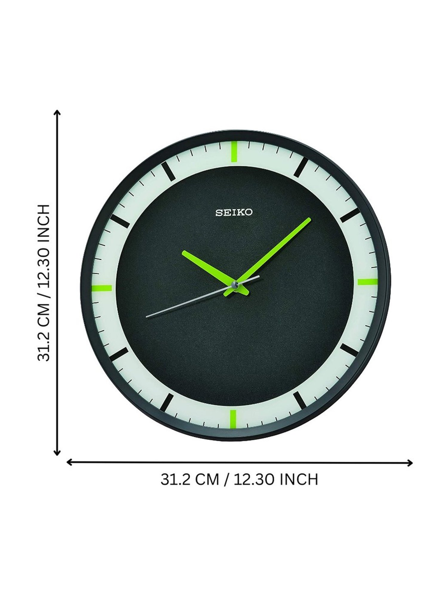 SEIKO elegant black & white plastic wall clock with sweep movement