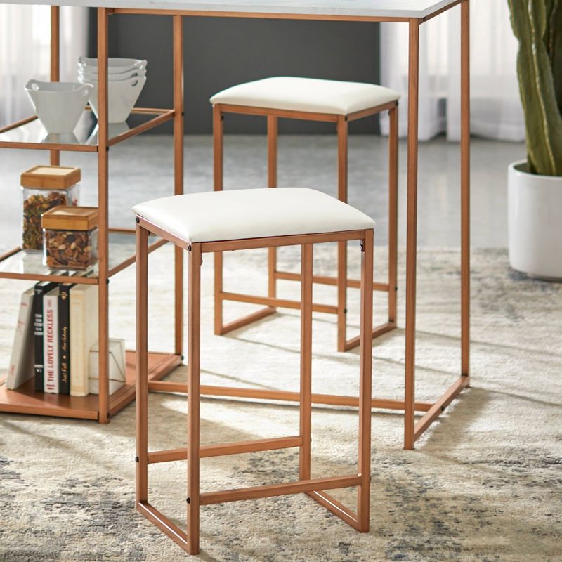 3pc Capella Counter Height Table Dining Sets White/Gold - Buylateral