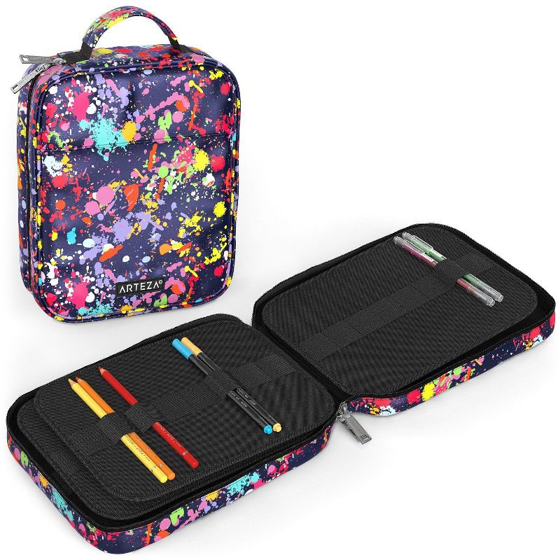 Arteza Pencil Case Art Supply Set, Paint Splatter Pattern - 64 Slots (ARTZ-9598)