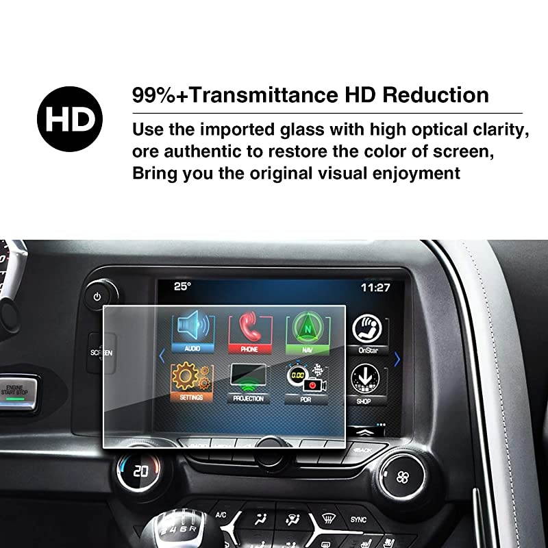 Screen Protector for 20142019 Chevrolet Corvette MyLink Center Control Touch Screen Car Navigation Display Glass Protective Film AntiExplosion Reduce Fingerprint 8inch