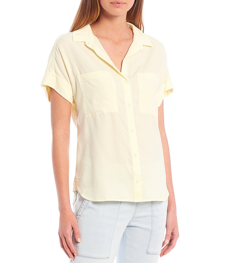 BB Dakota by Steve Madden Up to Here Puff Elbow Sleeve Mock Neck Smocked Top