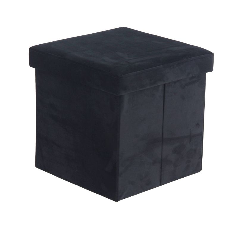 Storage Stool, Foldable Black Polyester Black - Olivia & May