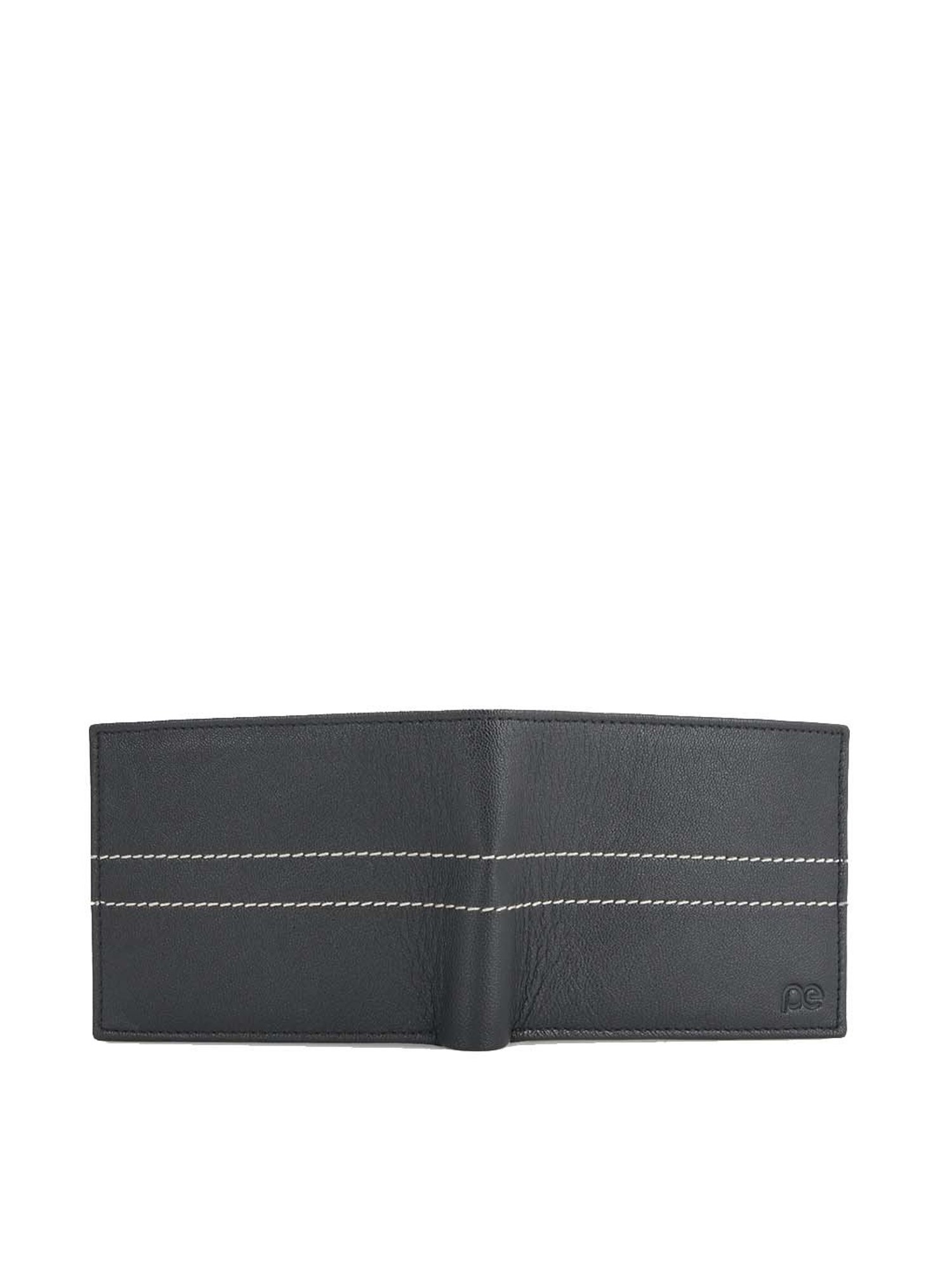 Peter England Black Leather Solid Bi-Fold Wallet