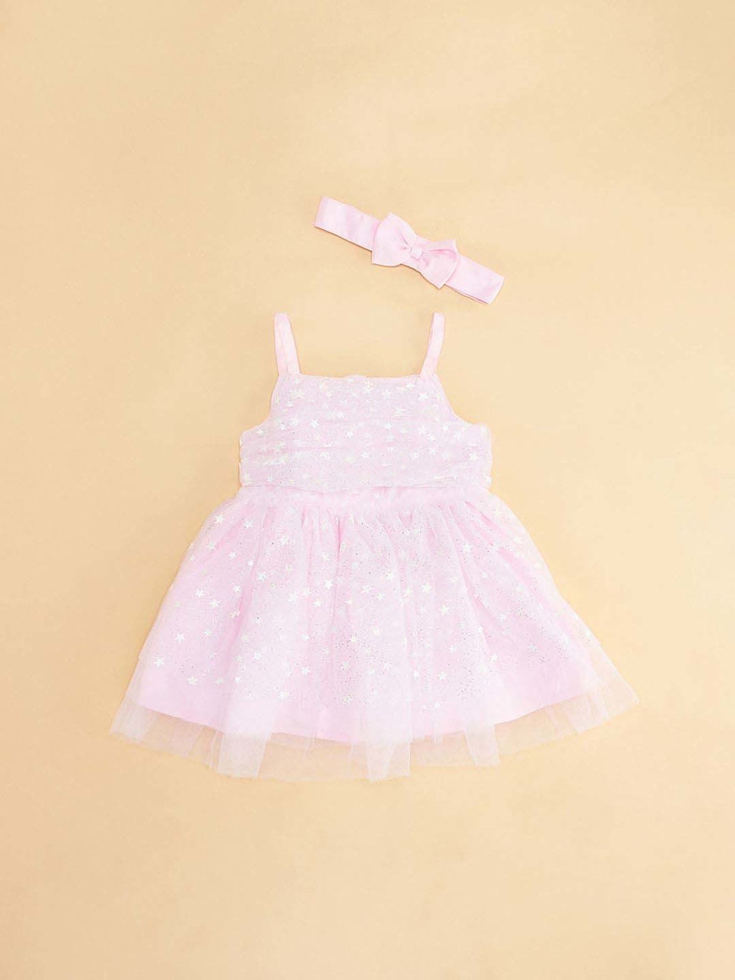 Pantaloons Baby Baby Pink Cotton Shimmer Dress