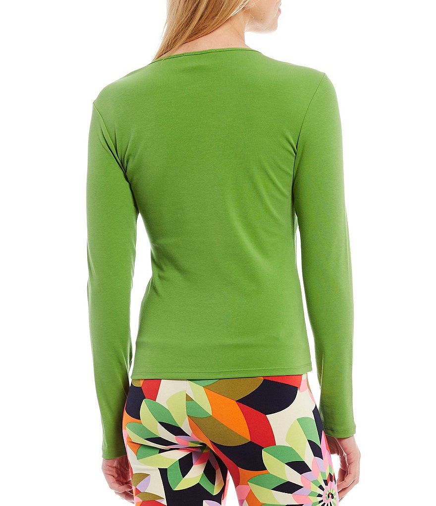 Julie Brown Kyma Jewel Neck Long Sleeve Knit Top