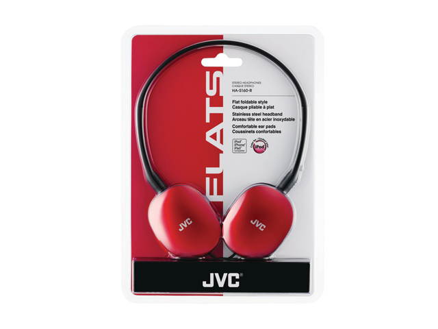 JVC HA-S160R Supra-aural FLATS Lightweight Headband Headphones (Red)