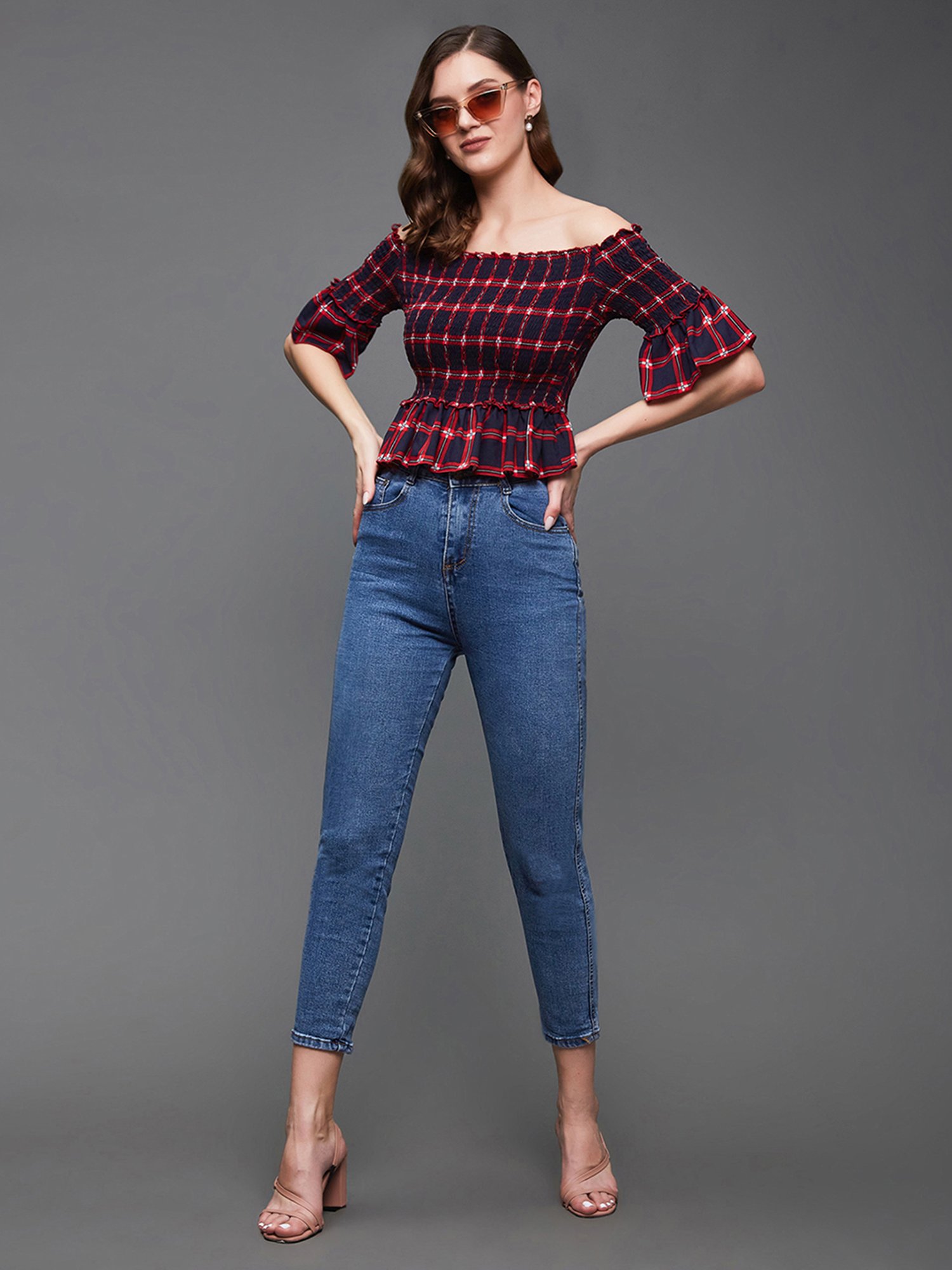 Miss Chase Multicolor Check Top