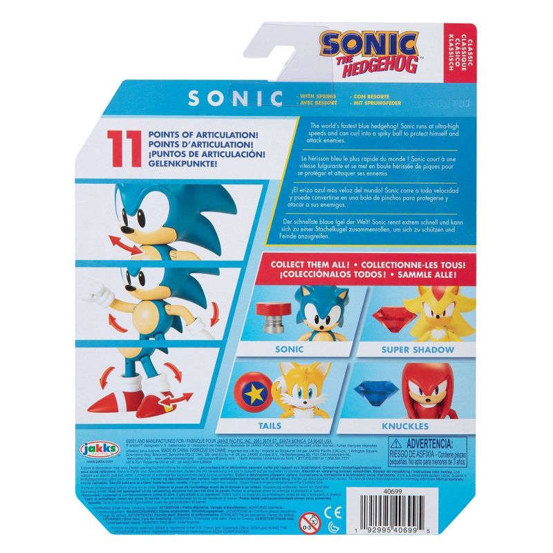 Sonic the Hedgehog 4" Figure Classic Sonic with Spring Wave 4