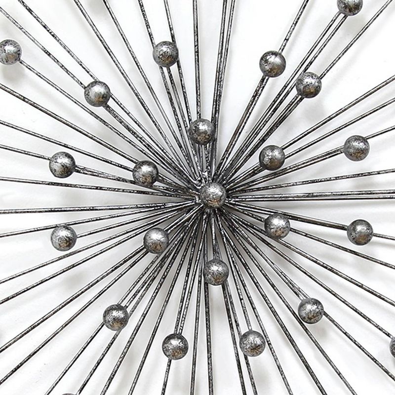 27.98" x 27.98" Silver Burst Wall Decor Silver - Stratton Home Décor