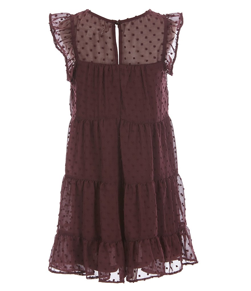 Poppies And Roses Big Girls 7-16 Ruffle Cap-Sleeve Swiss Dotted Tiered Babydoll Dress