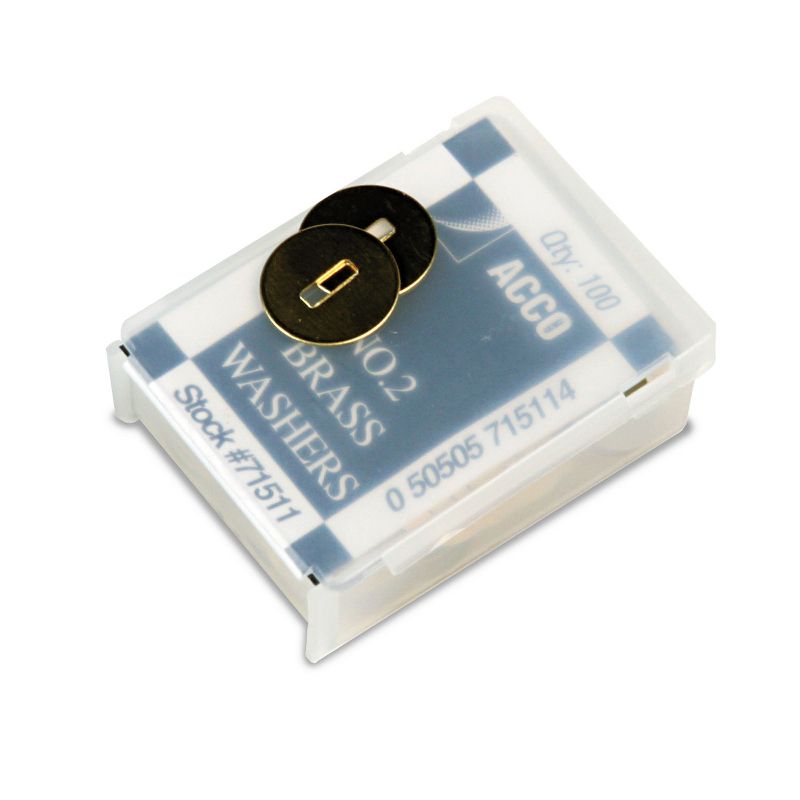 Acco Washers for Two-Piece Paper Fasteners 1/2" Cap 1 1/4" Diameter Gold 100/Box 71511