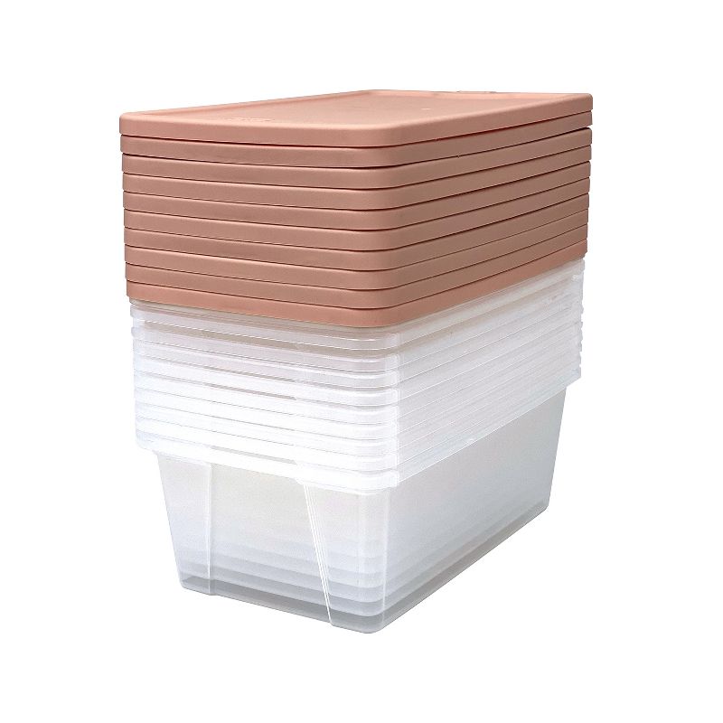 Homz 6 Quart Multi Use Snaplock Storage Container w/Lid, Pearl Blush (10 Pack)
