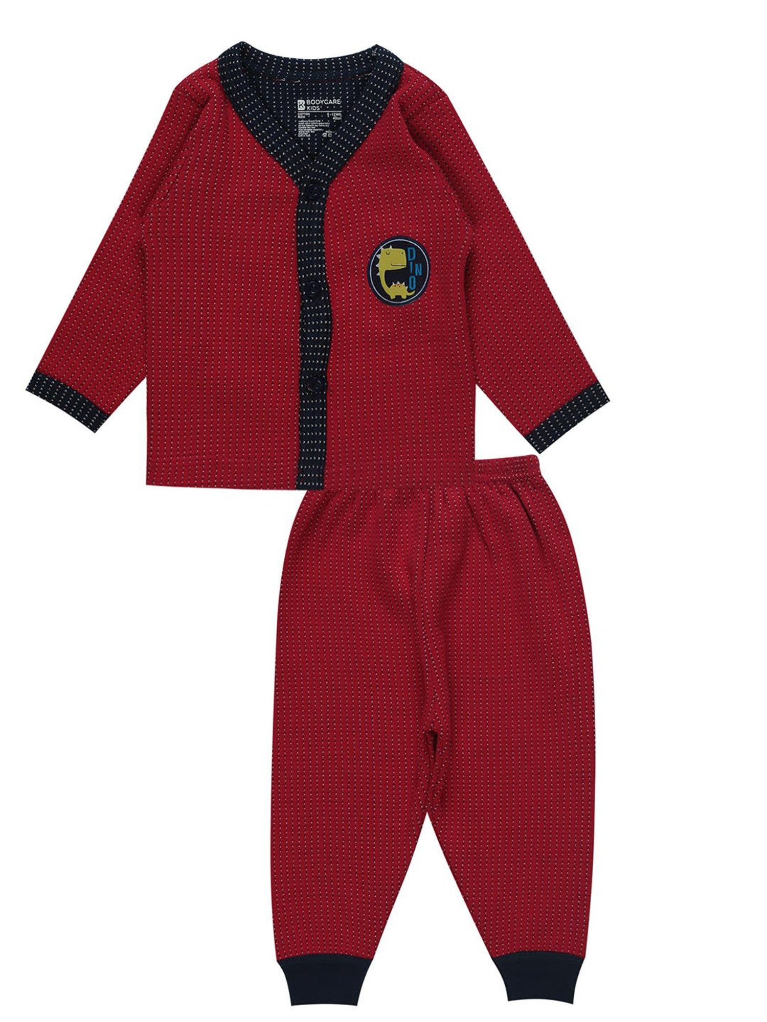 Bodycare Kids Red Printed Full Sleeves Thermal Top Set