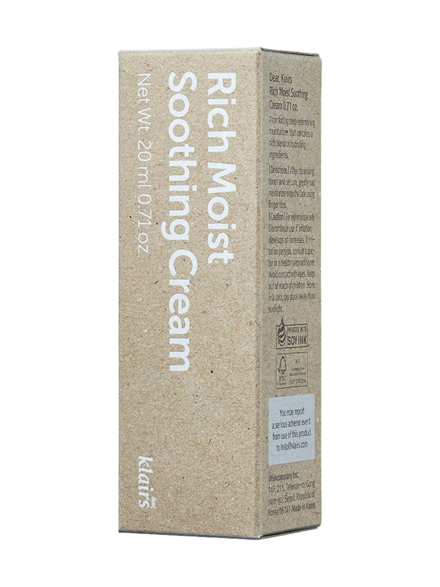 dear Klairs Rich Moist Soothing Cream Mini - 20 ml