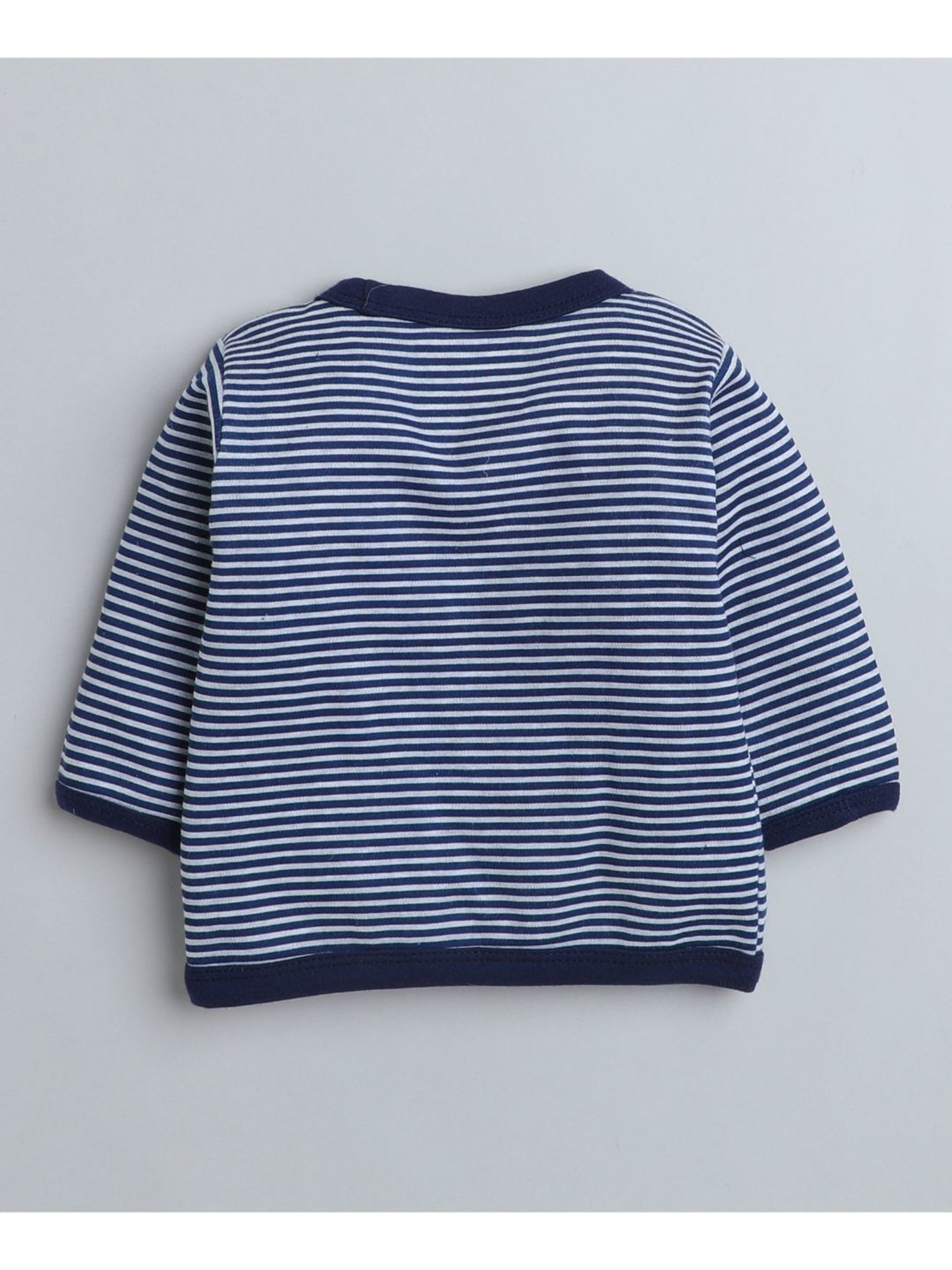 Bumzee Kids Navy & White Printed Full Sleeves Jhablas (Pack Of 3)