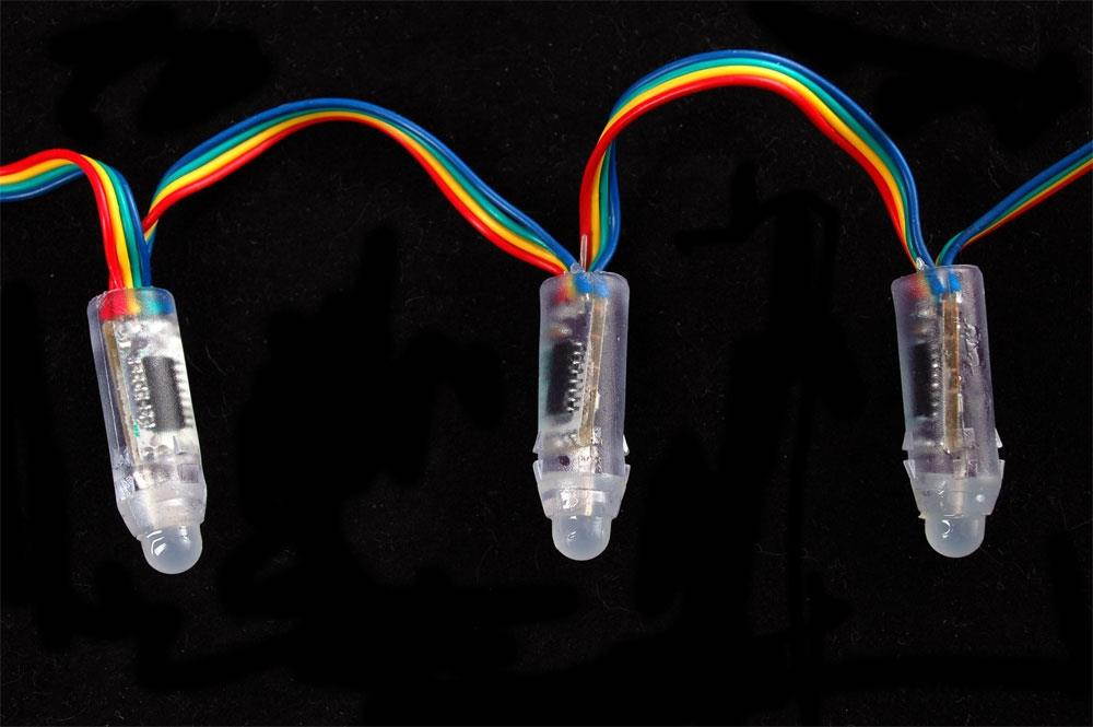 12mm  Diffused Thin Digital RGB LED Pixels (Strand of 25)(WS2801)