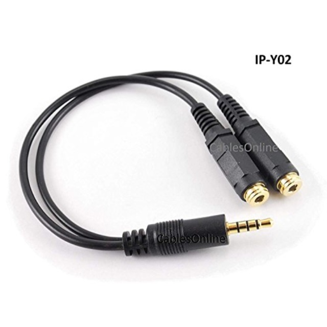 CablesOnline 35mm TRRS Male to Dual TRRS Female Stereo 4-Pole Splitter Cable (IP-Y02)