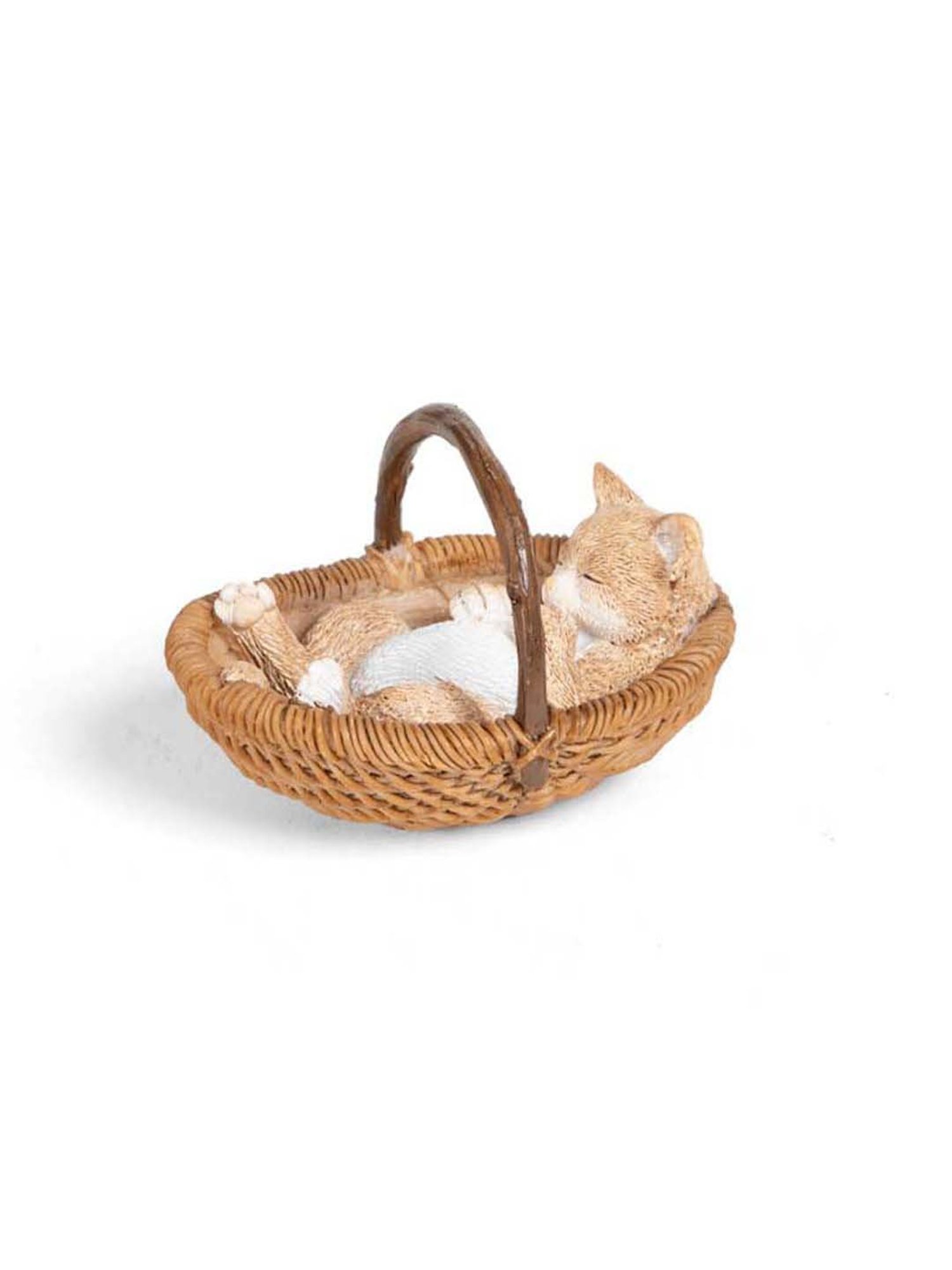 Home4U Brown & Beige Polyresin 6 cm Sleepy Cat Showpiece - Set of 1