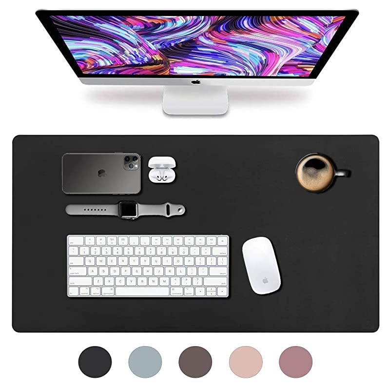 Leather Desk Pad 36 x 20  Office Desk Mat Waterproof Black Large Mouse Pad and Writing Surface Top of Desks Protector Wide DualSided PU Leather Blotter Accessories Office Decor