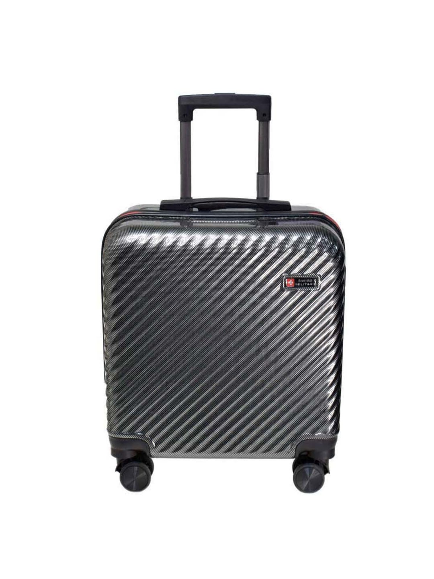 Swiss Military Carbon Grey Striped Hard Overnighter Laptop Trolley Bag - 38 cm