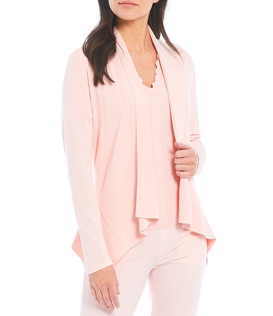 Calvin Klein Petite Size Shawl Collar Drape Open Front Knit Cardigan