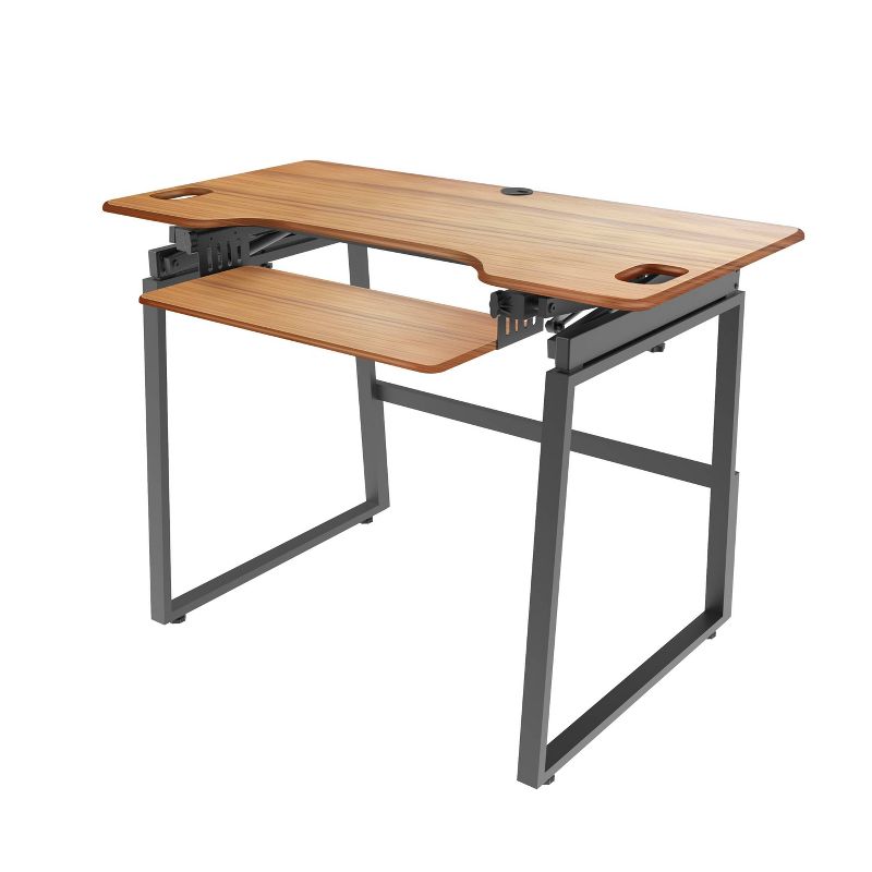 46" Large Adjustable Height Standing Desk Bundle Teak Wood Grain - Rocelco