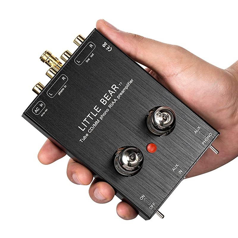 T7 Vacumn Tube Mini Phono Stage RIAA MM Turntable Preamp amp HiFi Tube PreAmplifier Black