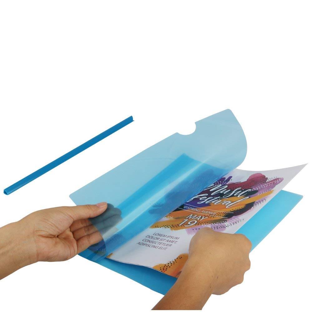 Eagle Plastic Clear Sliding Bar File Folder, Report Cover, Portfolio Folder, Letter Size, 12 Counts, Assorted Colors