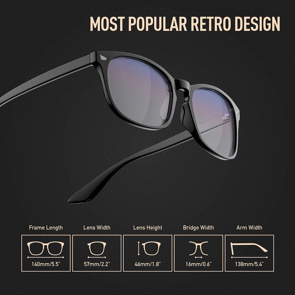 Blue Light Blocking Glasses 2 Pack for Women Men, Square Computer Gaming Reading Eyeglasses Anti Glare UV Ray Protection Anti Eyestrain