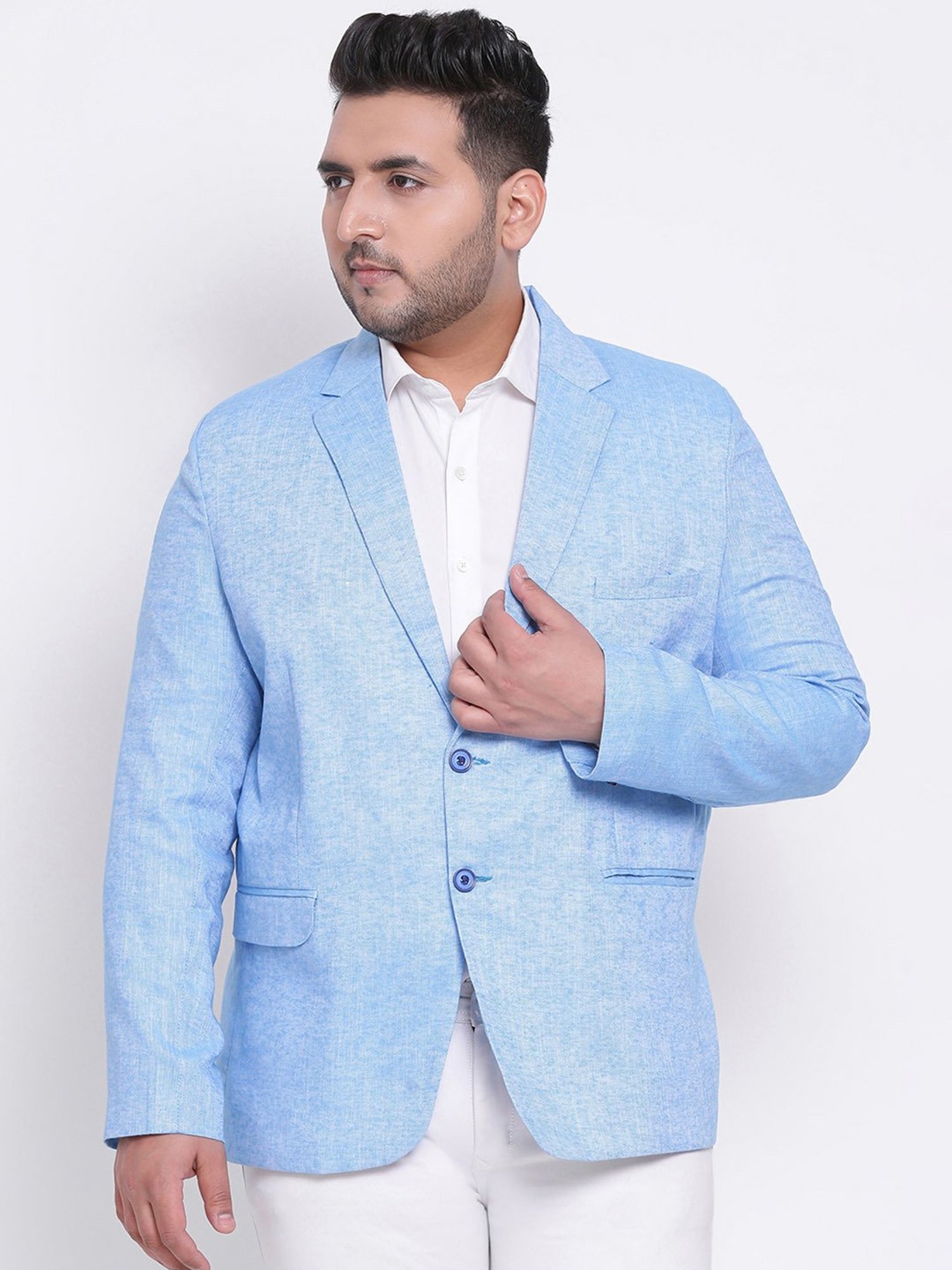 Louis Philippe Light Blue Regular Fit Blazer